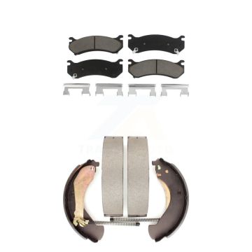 Front Rear Ceramic Brake Pads And Drum Shoes Kit For Chevrolet Silverado 1500 GMC Sierra KCN-100411
