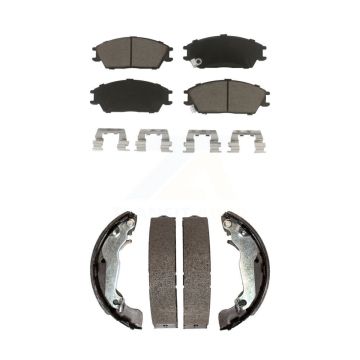 Front Rear Ceramic Brake Pads And Drum Shoes Kit For 2003-2005 Hyundai Accent KCN-100414