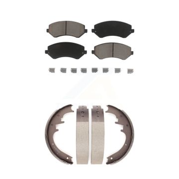 Front Rear Ceramic Brake Pads And Drum Shoes Kit For 2002 Jeep Liberty KCN-100422
