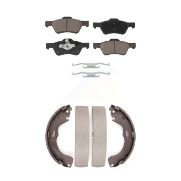 Front Rear Ceramic Brake Pads Drum Shoe Kit For Ford Escape Mazda Tribute Mercury Mariner KCN-100433