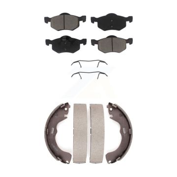 Front Rear Ceramic Brake Pads Drum Shoe Kit For Ford Escape Mazda Tribute Mercury Mariner KCN-100434