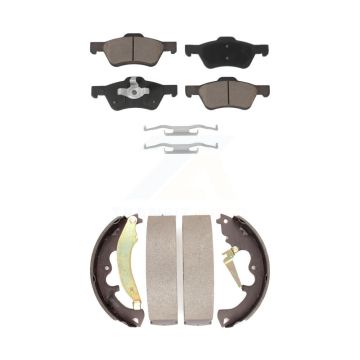 Front Rear Ceramic Brake Pads Drum Shoe Kit For Ford Escape Mazda Tribute Mercury Mariner KCN-100435