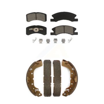 Front Rear Ceramic Brake Pads And Drum Shoes Kit For 2014-2015 Mitsubishi Mirage KCN-100441