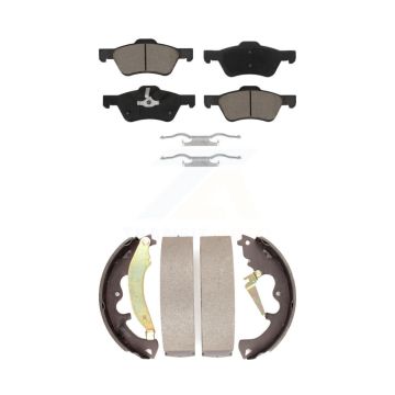 Front Rear Ceramic Brake Pads And Drum Shoes Kit For Ford Escape Mercury Mariner KCN-100442