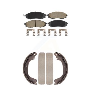 Front Rear Ceramic Brake Pads And Drum Shoes Kit For Nissan Xterra Frontier KCN-100459