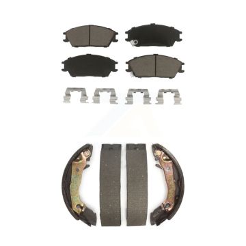 Front Rear Ceramic Brake Pads & Drum Shoes Kit For Hyundai Accent Excel Scoupe Mitsubishi KCN-100463