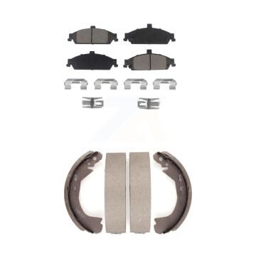 Front Rear Ceramic Brake Pads & Drum Shoe Kit For Pontiac Grand Am Chevrolet Malibu Alero KCN-100470