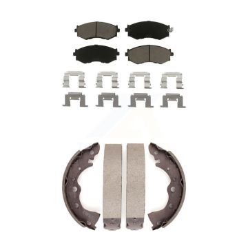 Front Rear Ceramic Brake Pads And Drum Shoes Kit For 2002-2006 Nissan Sentra 1.8L KCN-100472