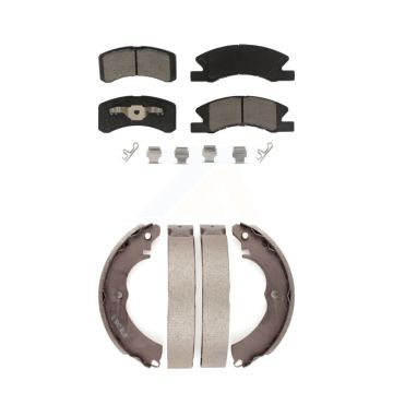 Front Rear Ceramic Brake Pads Drum Shoe Kit For Mitsubishi Mirage G4 With 1 Mounting Hole KCN-100489