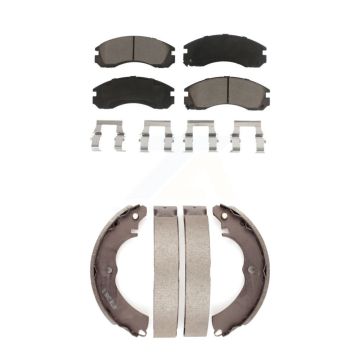 Front Rear Ceramic Brake Pads And Drum Shoes Kit For Mitsubishi Lancer KCN-100491