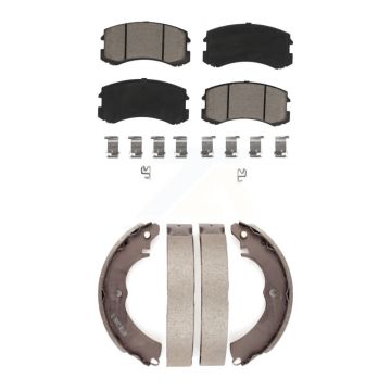 Front Rear Ceramic Brake Pads And Drum Shoes Kit For Mitsubishi Lancer KCN-100493
