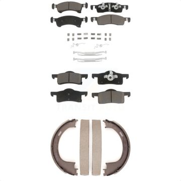 Front Rear Ceramic Brake Pads And Parking Shoe Kit For 2002 Ford Expedition From 03 19 02 KCN-100768