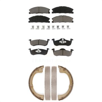 Front Rear Ceramic Brake Pads And Parking Shoes Kit For Lincoln MKT KCN-100782
