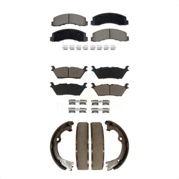 Front Rear Ceramic Brake Pads Parking Shoe Kit For Ford F-150 With Electric KCN-100787