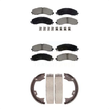 Front Rear Ceramic Brake Pads And Parking Shoes Kit For Ram 2500 3500 KCN-100790