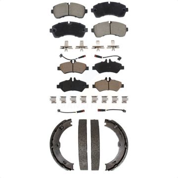 Front Rear Ceramic Brake Pads And Parking Shoes Kit For Sprinter 3500 Dodge Freightliner KCN-100795