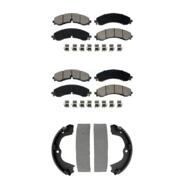 Front Rear Ceramic Brake Pads Parking Shoe Kit For GMC Chevrolet Sierra 2500 HD Silverado KCN-100803