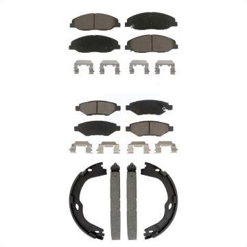 Front Rear Ceramic Brake Pads Parking Shoe Kit For Cadillac CTS Without Heavy Duty Brakes KCN-100815