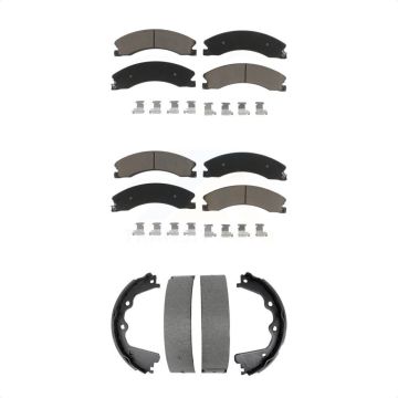 Front Rear Ceramic Brake Pads Parking Shoe Kit For GMC Chevrolet Sierra 2500 HD Silverado KCN-100821