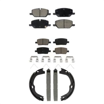 Front Rear Ceramic Brake Pads & Parking Shoe Kit For 2021-2022 Chevrolet Camaro LT/LT1/LS KCN-100829