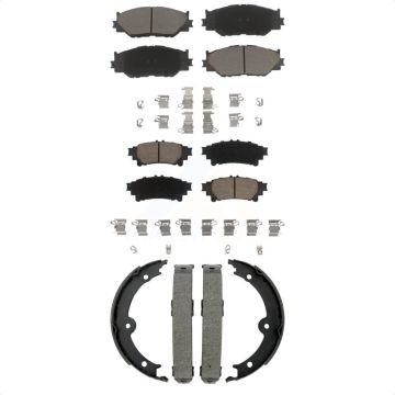 Front Rear Ceramic Brake Pads Parking Shoe Kit For 14-15 Lexus IS250 With F Sport Package KCN-100841