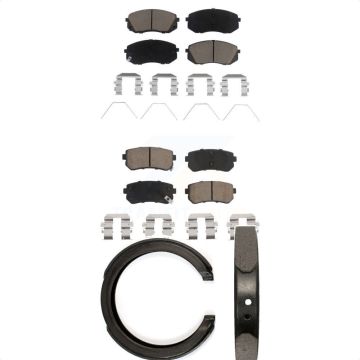 Front Rear Ceramic Brake Pads & Parking Shoe Kit For Kia Optima With Manual KCN-100857