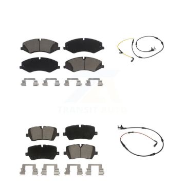 Front Rear Ceramic Disc Brake Pads & Wear Sensor Kit For Land Rover Range Sport Discovery KCW-100042