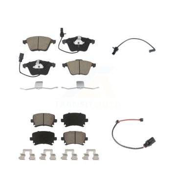 Front Rear Ceramic Disc Brake Pads And Extra Wear Sensors Kit For 2011 Audi A6 KCW-100054