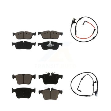 Front Rear Ceramic Disc Brake Pads And Wear Sensors Kit For Jaguar XE KCW-100095