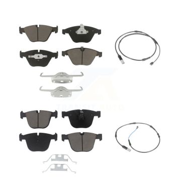 Front Rear Ceramic Disc Brake Pads And Wear Sensors Kit For 2010 BMW 535i Base with 3.0L KCW-100106