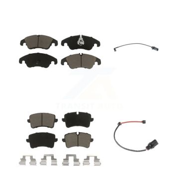 Front Rear Ceramic Disc Brake Pads And Wear Sensors Kit For 2012 Audi A6 KCW-100111