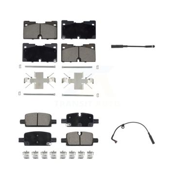 Front Rear Ceramic Brake Pad & Wear Sensor Kit For GMC Chevrolet Silverado 1500 Sierra XL KCW-100144