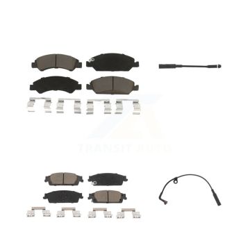 Front Rear Ceramic Brake Pad & Wear Sensor Kit For Chevrolet Silverado 1500 LD GMC Sierra KCW-100145