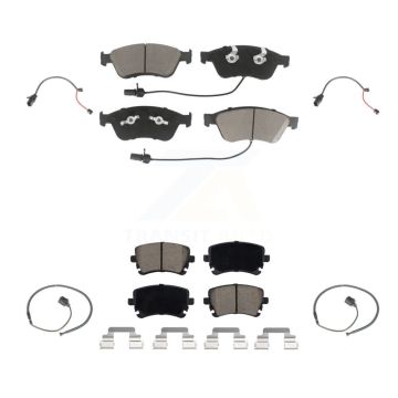 Front Rear Ceramic Disc Brake Pads And Extra Wear Sensors Kit For 2011 Audi S6 5.2L KCW-100192