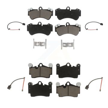 Front Rear Ceramic Disc Brake Pads And Wear Sensors Kit For Porsche Cayenne KCW-100213