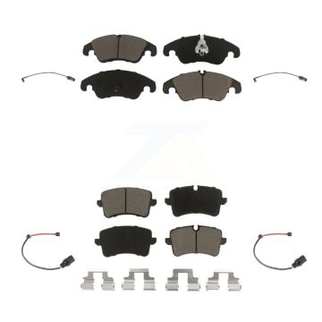 Front Rear Ceramic Disc Brake Pads And Wear Sensors Kit For 2012 Audi A6 KCW-100234