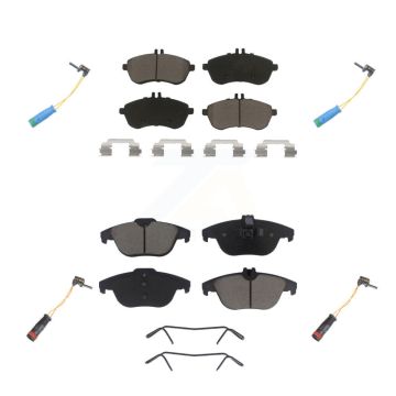 Front Rear Ceramic Disc Brake Pads And Wear Sensors Kit For 2012 Mercedes-Benz C250 1.8L KCW-100306