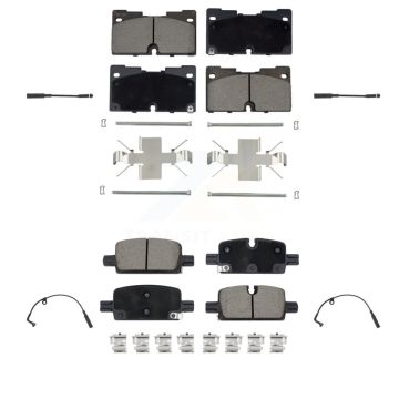 Front Rear Ceramic Brake Pad & Wear Sensor Kit For GMC Chevrolet Silverado 1500 Sierra XL KCW-100313