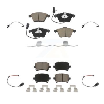 Front Rear Ceramic Disc Brake Pads And Extra Wear Sensors Kit For 2011 Audi A6 KCW-100336