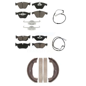 Front Rear Ceramic Brake Pad And Wear Sensor Kit (5Pc) For BMW 328i Sedan Coupe with 3.0L KCW-100368
