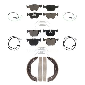 Front Rear Ceramic Disc Brake Pads And Wear Sensors Kit (7Pc) For 2005 BMW 330xi 3.0L KCW-100396