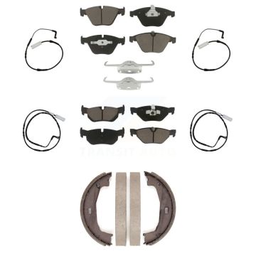 Front Rear Ceramic Brake Pad And Wear Sensor Kit (7Pc) For BMW 328i Sedan Coupe with 3.0L KCW-100424