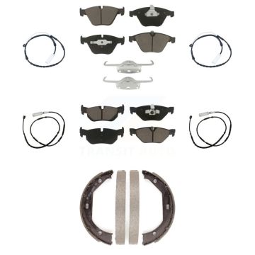 Front Rear Ceramic Brake Pads Wear Sensor Kit (7Pc) For 13 BMW X1 xDrive28i with AWD 2.0L KCW-100426