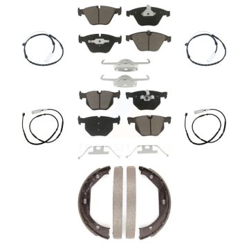 Front Rear Ceramic Brake Pads Wear Sensor Kit (7Pc) For 13 BMW X1 xDrive35i with AWD 3.0L KCW-100428