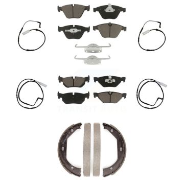 Front Rear Ceramic Disc Brake Pads And Wear Sensors Kit (7Pc) For BMW 328i KCW-100431