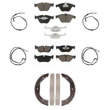 Front Rear Ceramic Disc Brake Pads And Wear Sensors Kit (7Pc) For BMW 328i KCW-100432