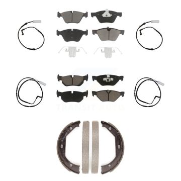 Front Rear Ceramic Disc Brake Pad Wear Sensor Kit (7Pc) For 2007 BMW 328i Wagon with 3.0L KCW-100434