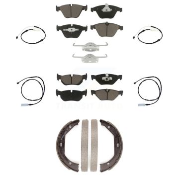 Front Rear Ceramic Disc Brake Pads And Wear Sensors Kit (7Pc) For BMW 328i xDrive KCW-100436