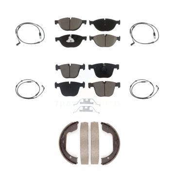 Front Rear Ceramic Disc Brake Pads And Wear Sensors Kit (7Pc) For 2009 BMW 750i 750Li KCW-100441