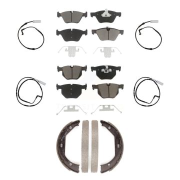 Front Rear Ceramic Disc Brake Pads And Wear Sensors Kit (7Pc) For 2006 BMW 330i KCW-100443